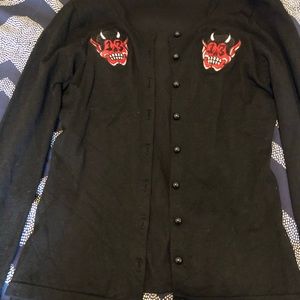 SOURPUSS DEVIL BLACK SIZE SMALL CARDIGAN PINUP